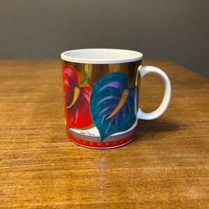Laurel Burch Anthurium Tropical Leaf Coffee Mug Cup